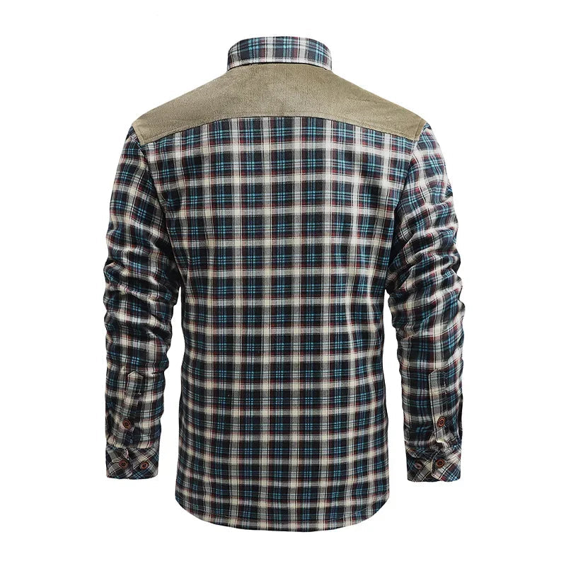 Woodsman Cotton Plaid Jacket Warm Winter Corduroy Patchwork Shirts Fleece Lined