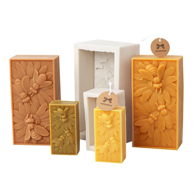 Bee Flower Silicone Mould DIY Soap Resin Baking Plaster Candle Making Moulds