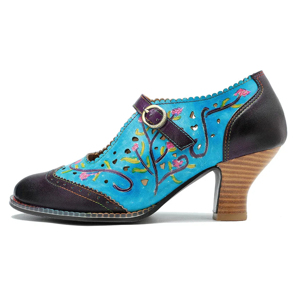 Moggy's Genuine Leather Pumps Hand-painted Shoes