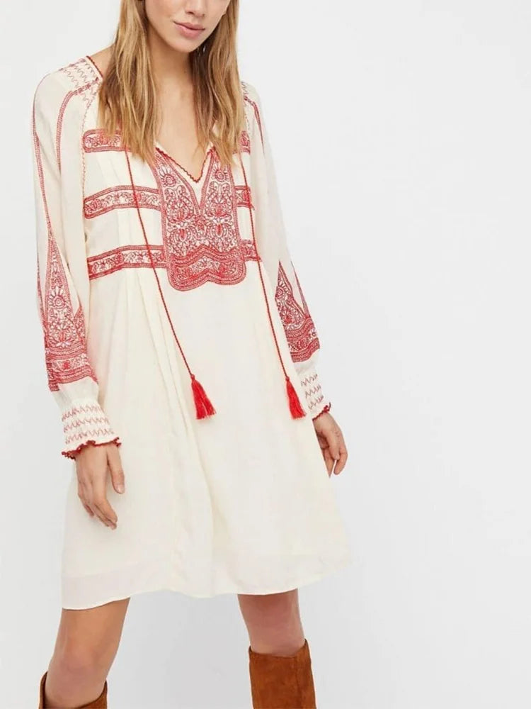 Mirai's Embroidered Boho Dress