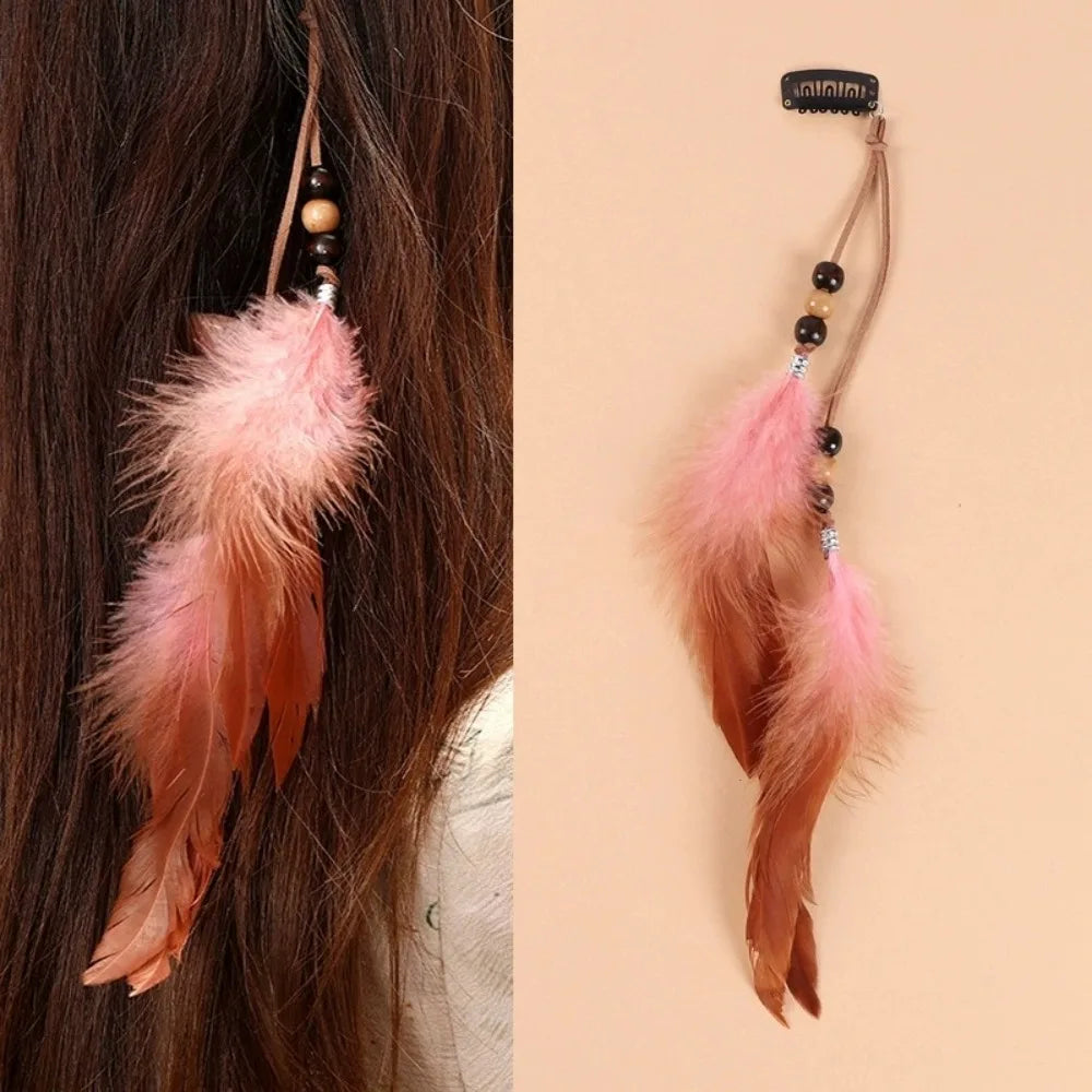 Boho Feather Hair Clips Headdress Festival Hair