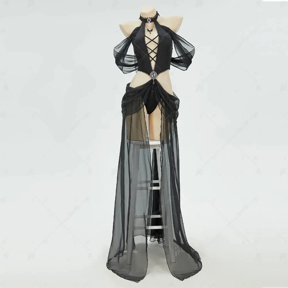 Gothic Elf Style Cosplay Costume Black Bodysuit