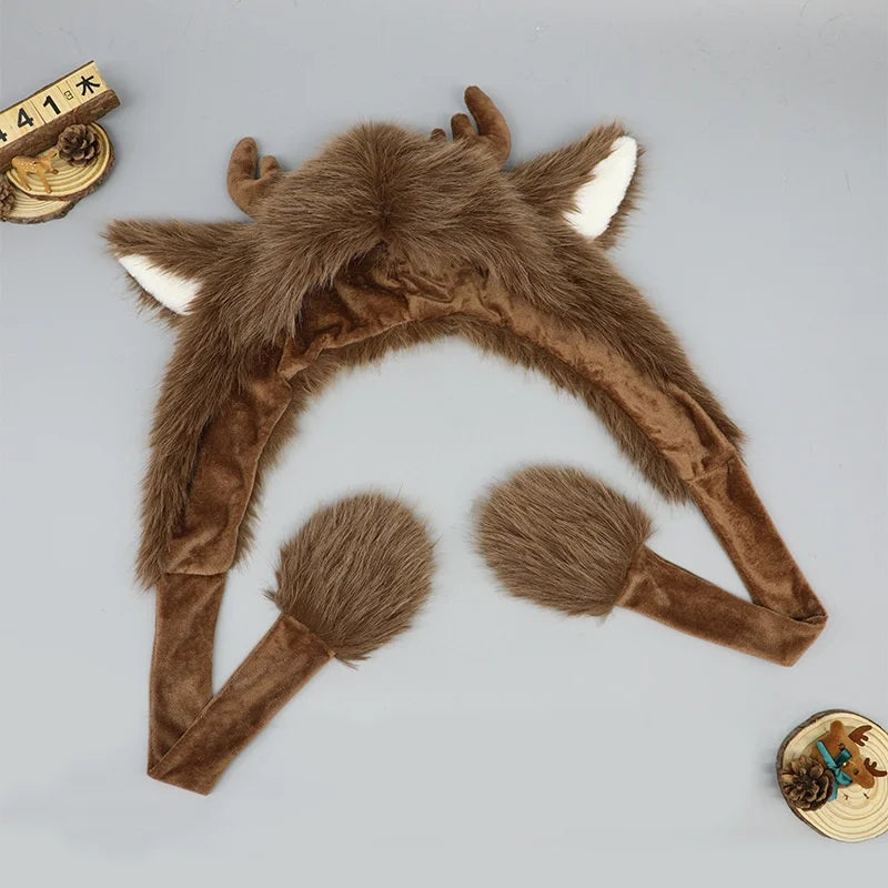Plush Elk Winter Bomber Hat Ear Warmers