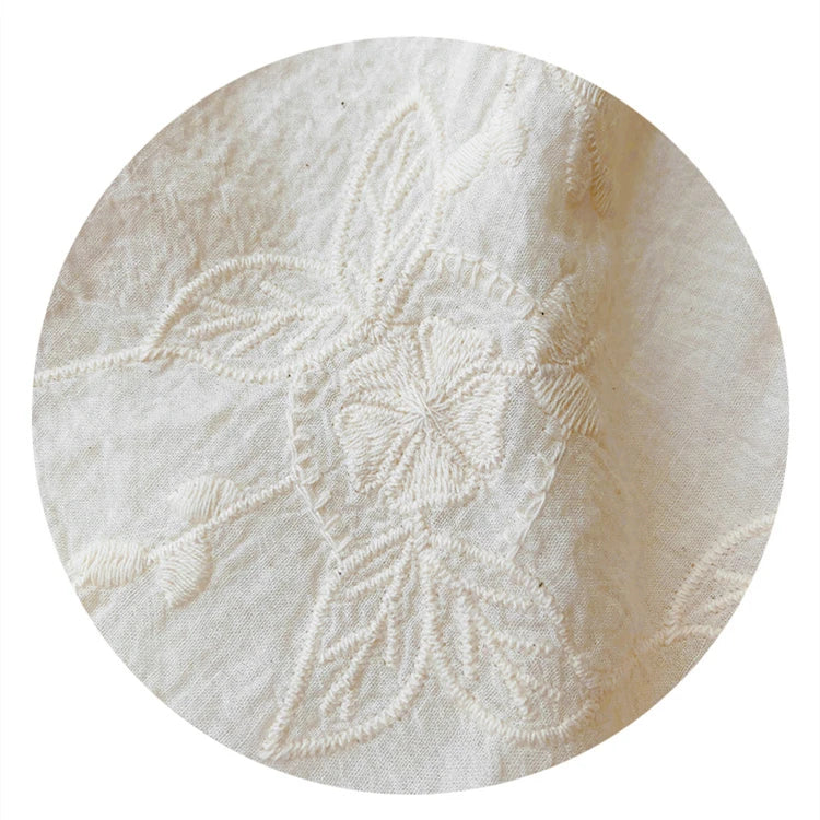 Faith's Cotton Linen Open Stitch Embroidered Summer Cover-Ups