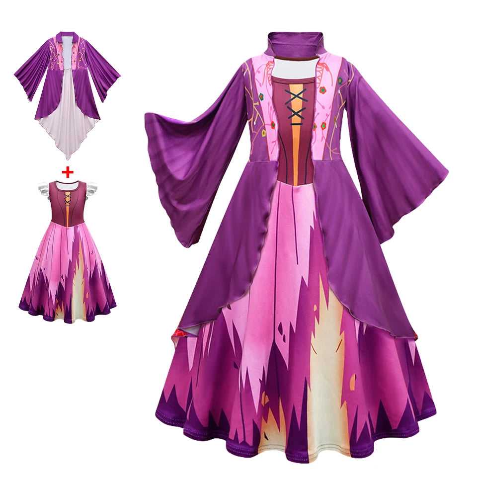 Hocus Pocus 2 Costume Girls Sanderson Sisters Children Sarah Witch Dress
