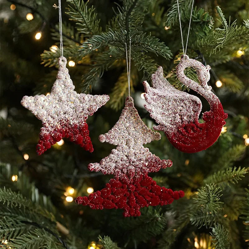 Christmas Snow Kissed Hanging Ornaments Ballet Girl Elk Swan