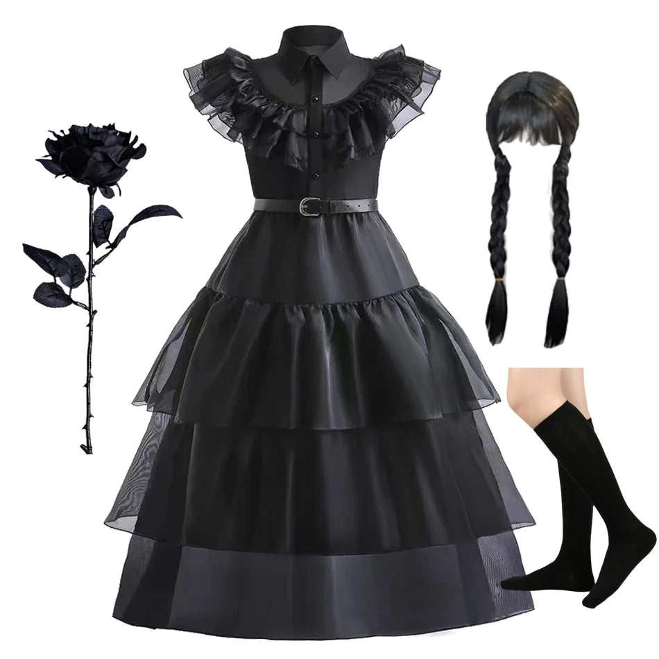 Wednesday Costume Sets Girls Halloween Cosplay Costume Dress