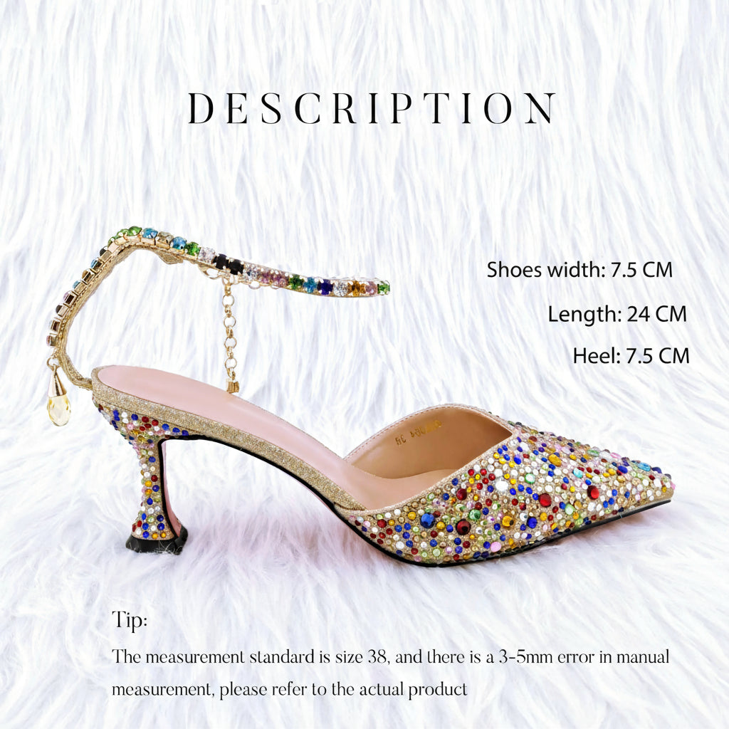 Diamond Confetti Pointed Shoes and Matching Bag Party Heels
