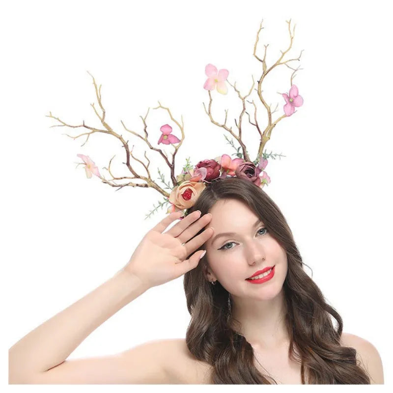 Midsummer Night Deer Antlers Tree Branch Headband