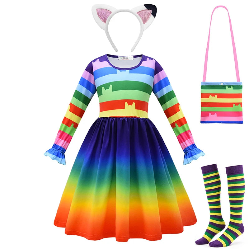 Cat Gabby Doll Striped Fancy Dress Halloween Cosplay Book Week Children's Costume