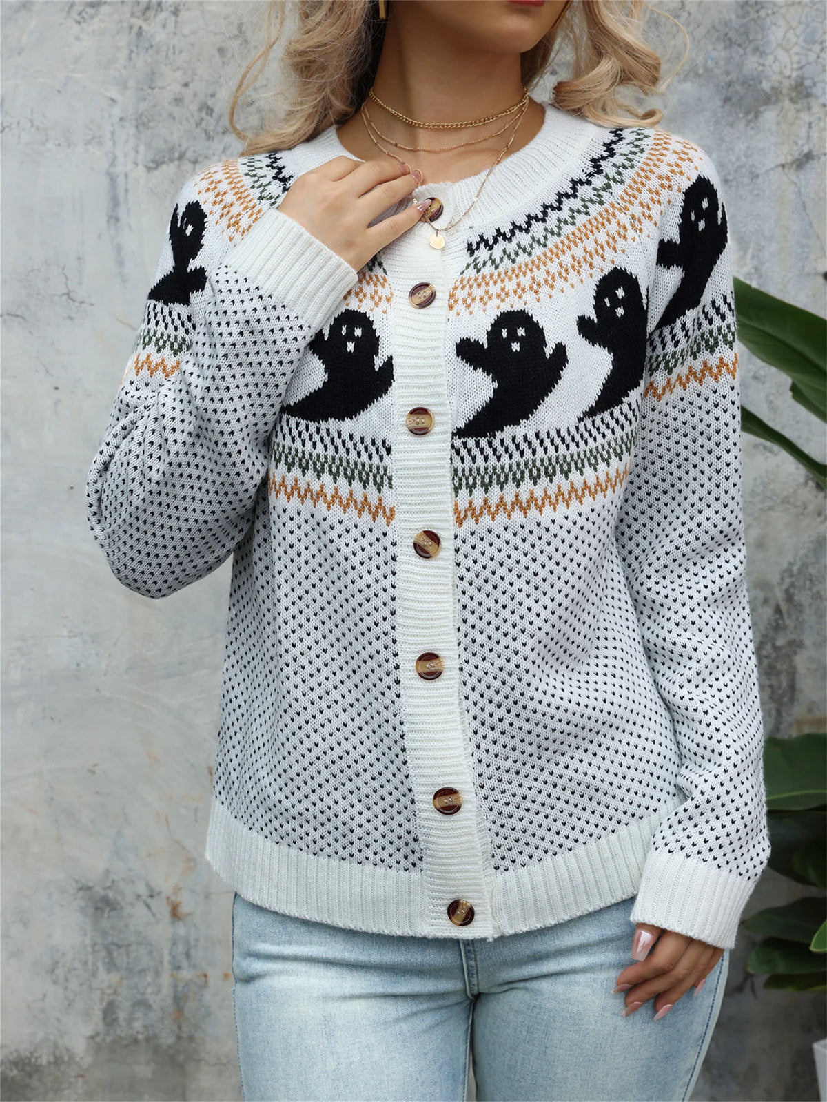Halloween Ghosts Pumpkin Spice Cardigan