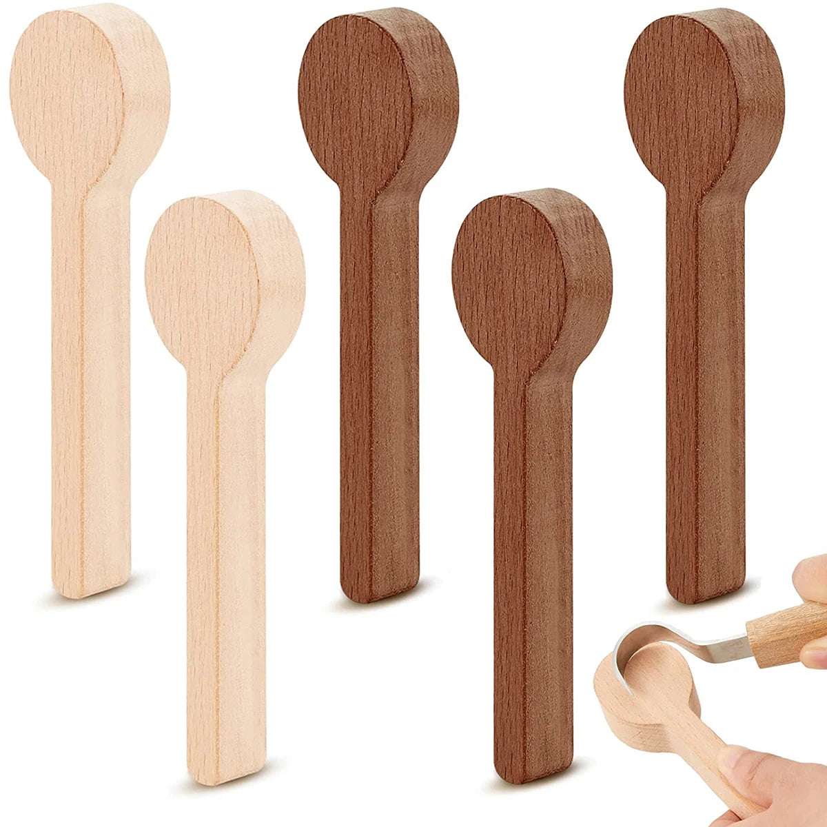 Wood Carving Spoon Blanks Carve Your Own Spoon Beech and Walnut DIY Wood Crafts Wood 5/10 PCS