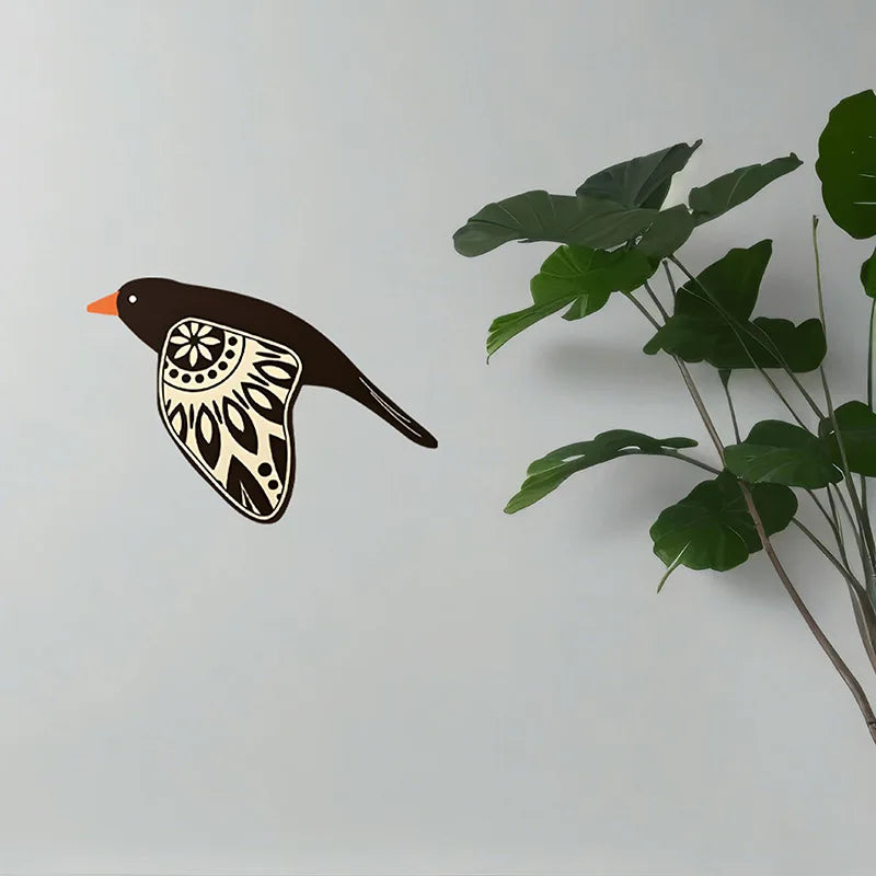 Set of Five Wooden Flying Birds Wall Decor