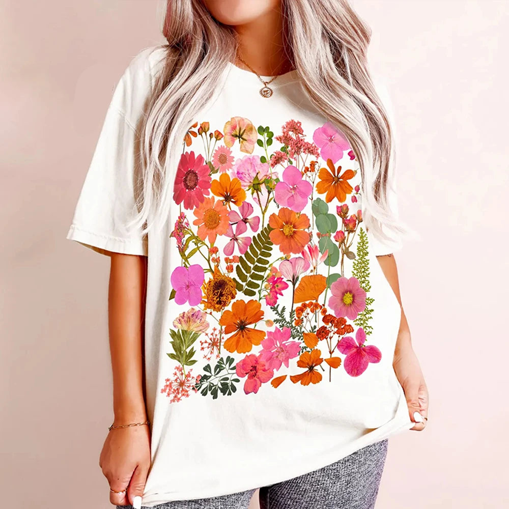 Pressed Flower T-shirt Nature Lover Tee Gardener Gift