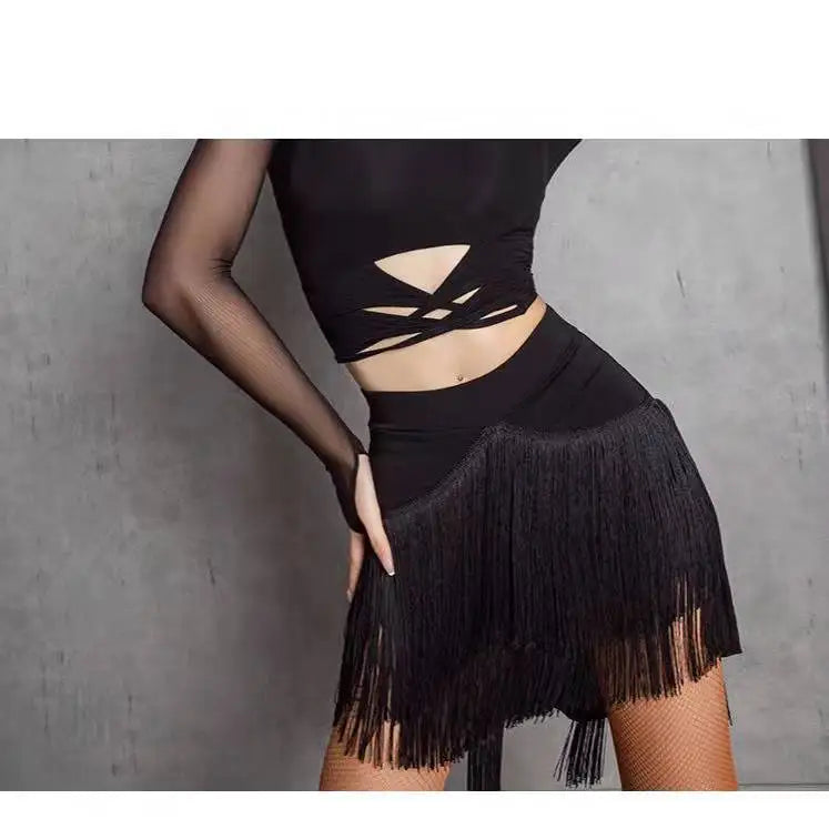 Fringe Latin Dance Skirt Top Samba Tango Salsa Latin Practice/Competition Tassel Stage Costume