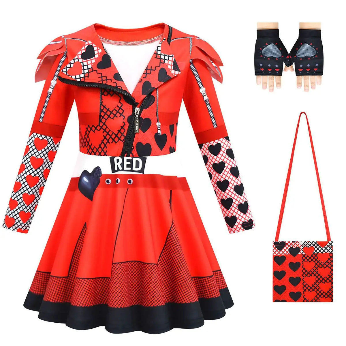 Descendants Red Costumes Girl Halloween Costumes The Rise of Red Cosplay Dress 3-12Y