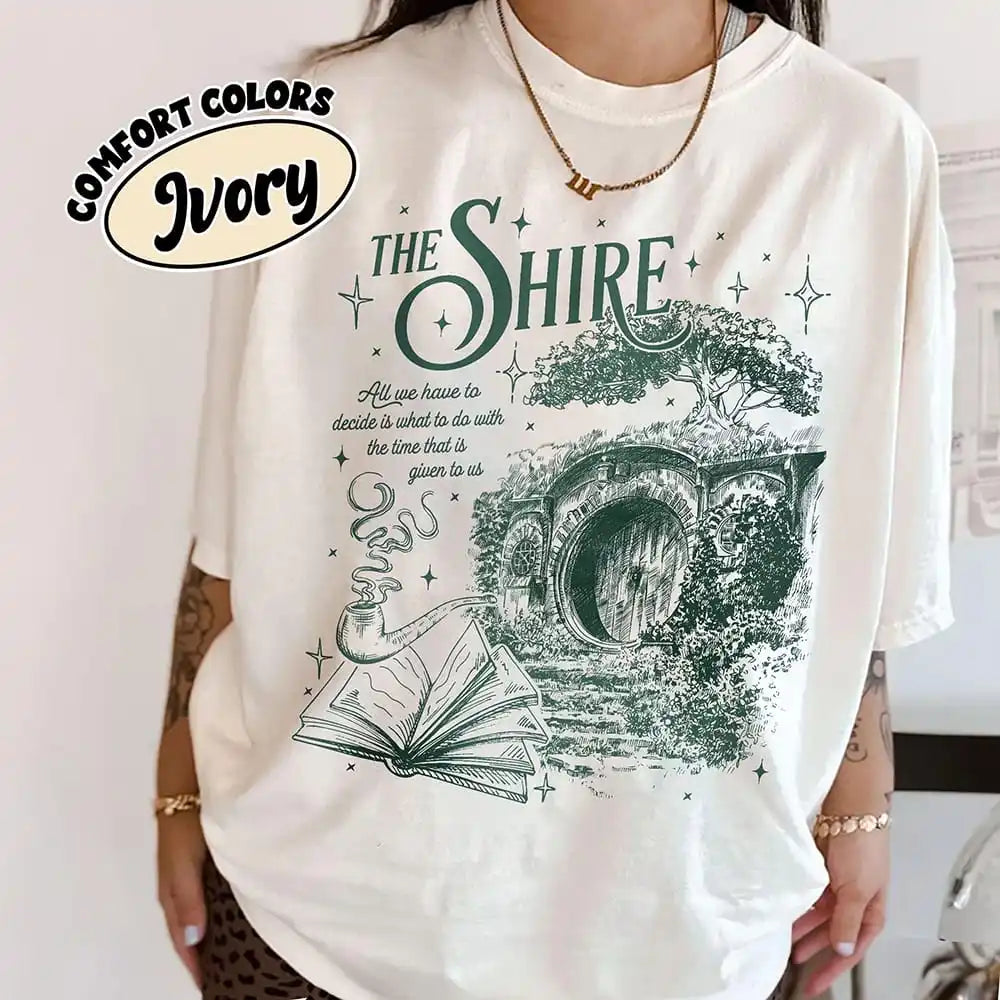 The Shire LOTR Unisex T-Shirt Cotton Tee Fantasy Book Lover Second Breakfast