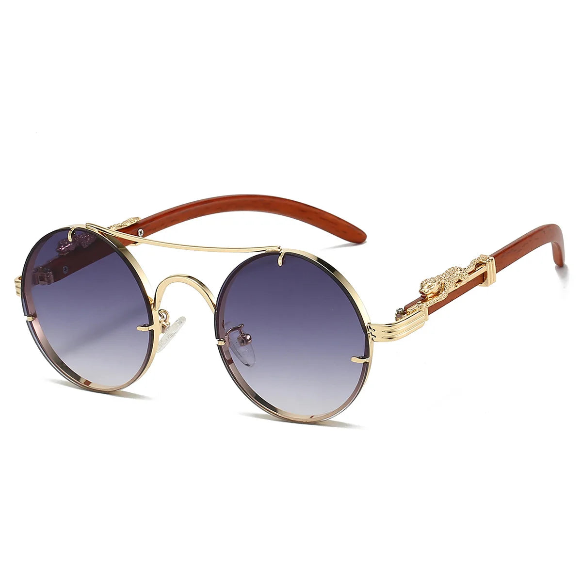Round Retro Cape Sunglasses Double Bridge