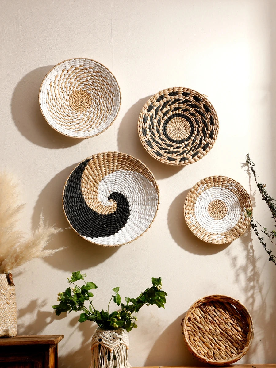 Seagrass Wall Basket Boho Home Decoration Handmade Natural Wall Art