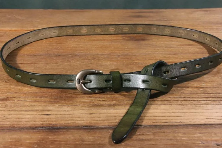 Maggy's Genuine Leather Women's Belt Pure Copper Button