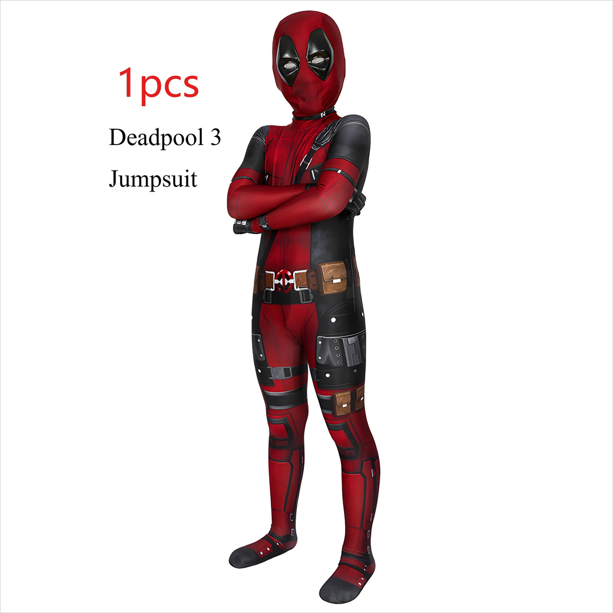 Deadpool Costume Kids Superhero Child Cosplay Halloween Costume Swords Kids Jumpsuit
