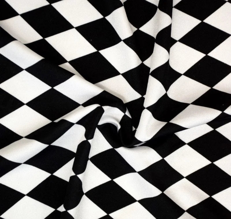 Black White Argyle Print Long Sleeve Bodysuit Retro Cosplay High Neck Swimsuit Music Club Party Performance Costume