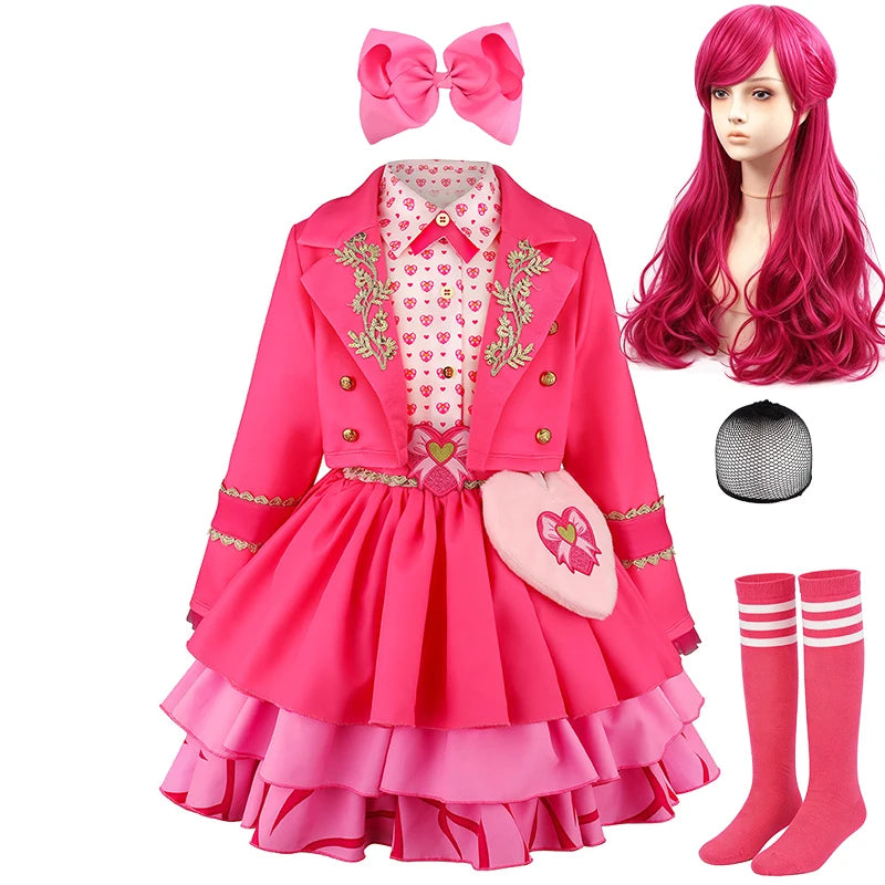Descendants Cosplay Red Pink Chloe Kids Clothes Halloween Book Week Costumes