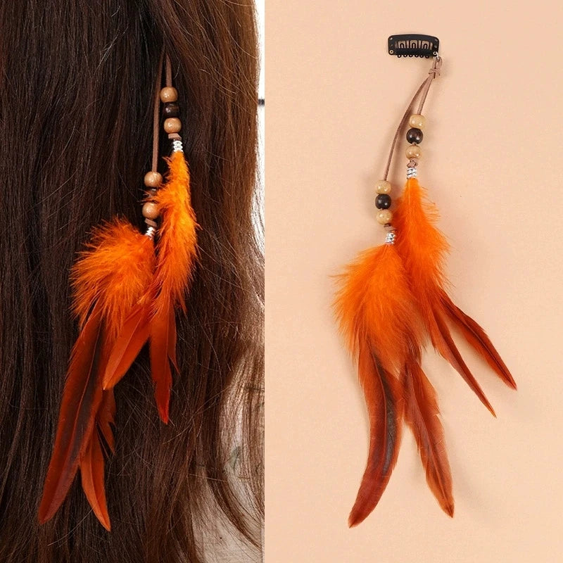 Boho Feather Hair Clips Headdress Festival Hair