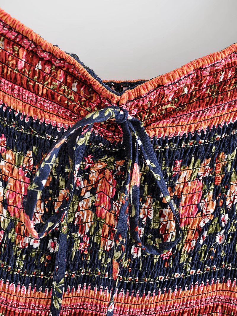 Anahita Bohemian Floral Shirred Dress
