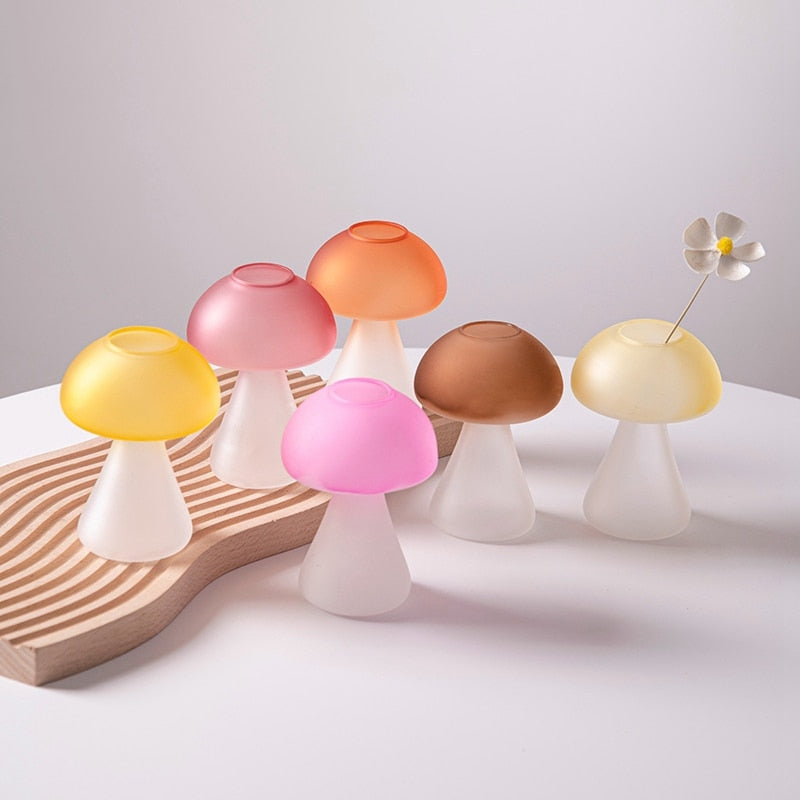 Mushroom Glass Vase Plant Hydroponic Terrarium Vase