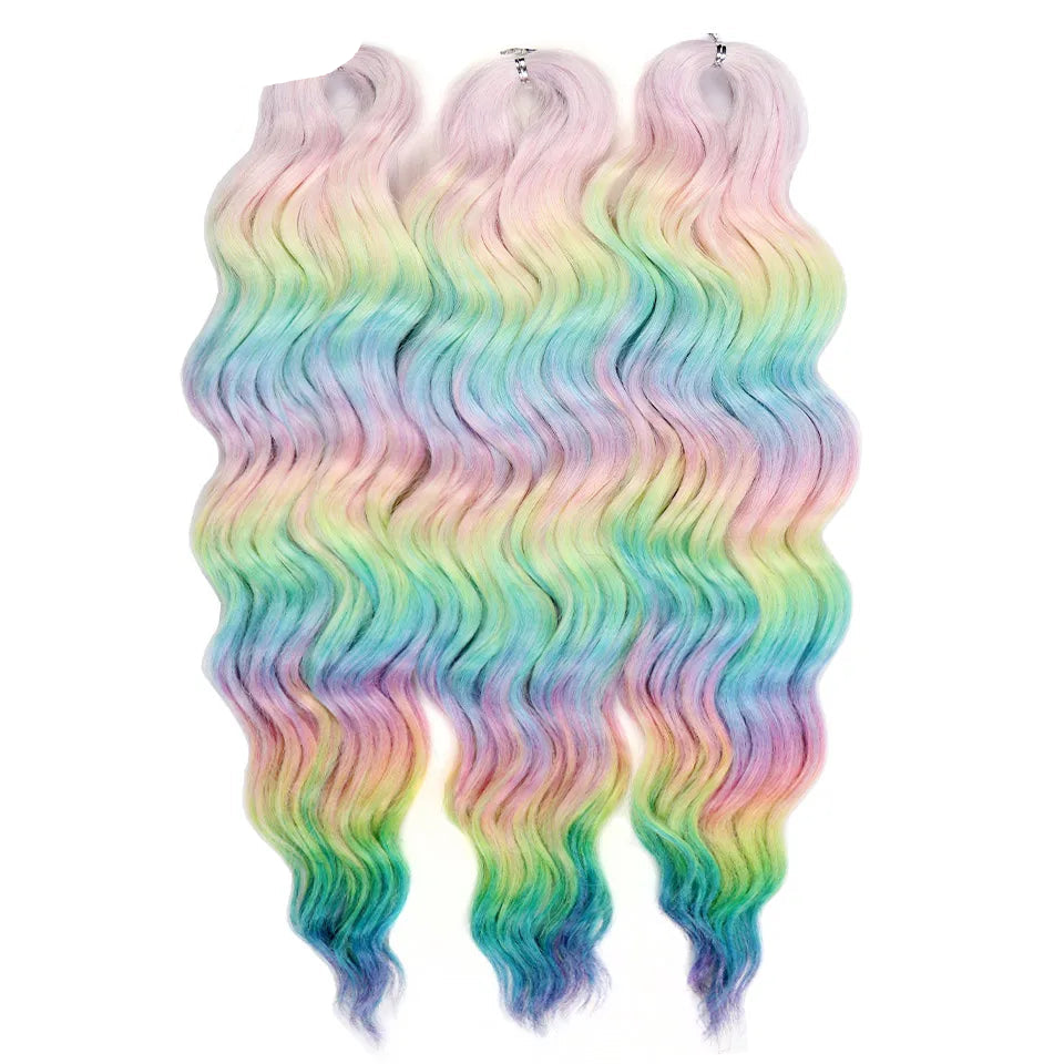 Ombre Rainbow 24 Inch Synthetic Hair Wave Braiding Hair Extensions