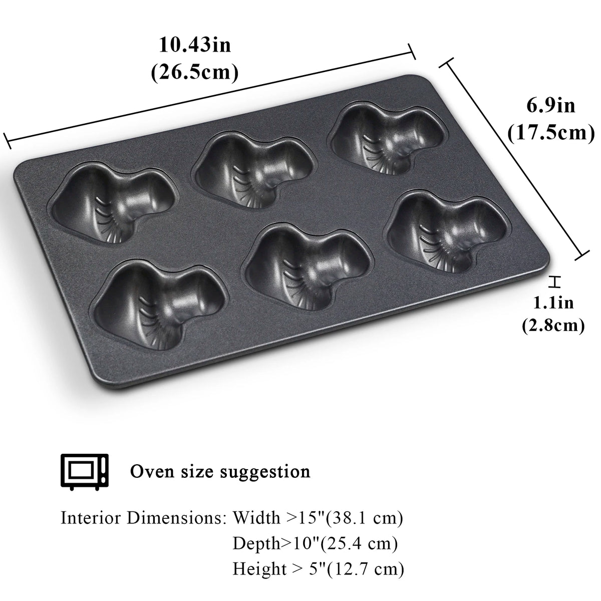 Mushroom Shape Cake Pan 6-Cavity Non-stick Heavy Carbon Steel Cookies Jelly Molds Chocolate Madeleine Pastry Molds Baking Supplies