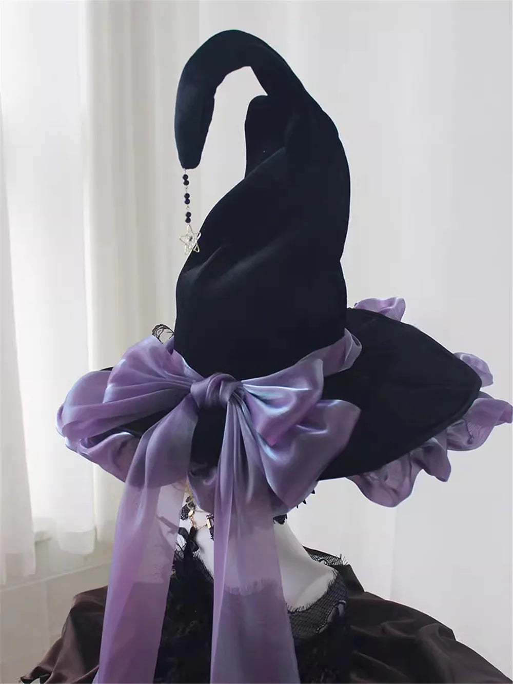Handmade Salam Witch Hats with Ribbon Bow Gothic Lolita Cosplay Costume Accessories Halloween Hat