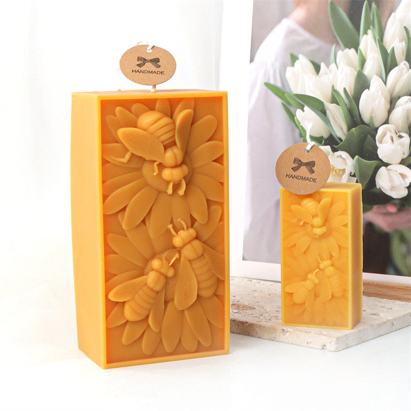 Bee Flower Silicone Mould DIY Soap Resin Baking Plaster Candle Making Moulds