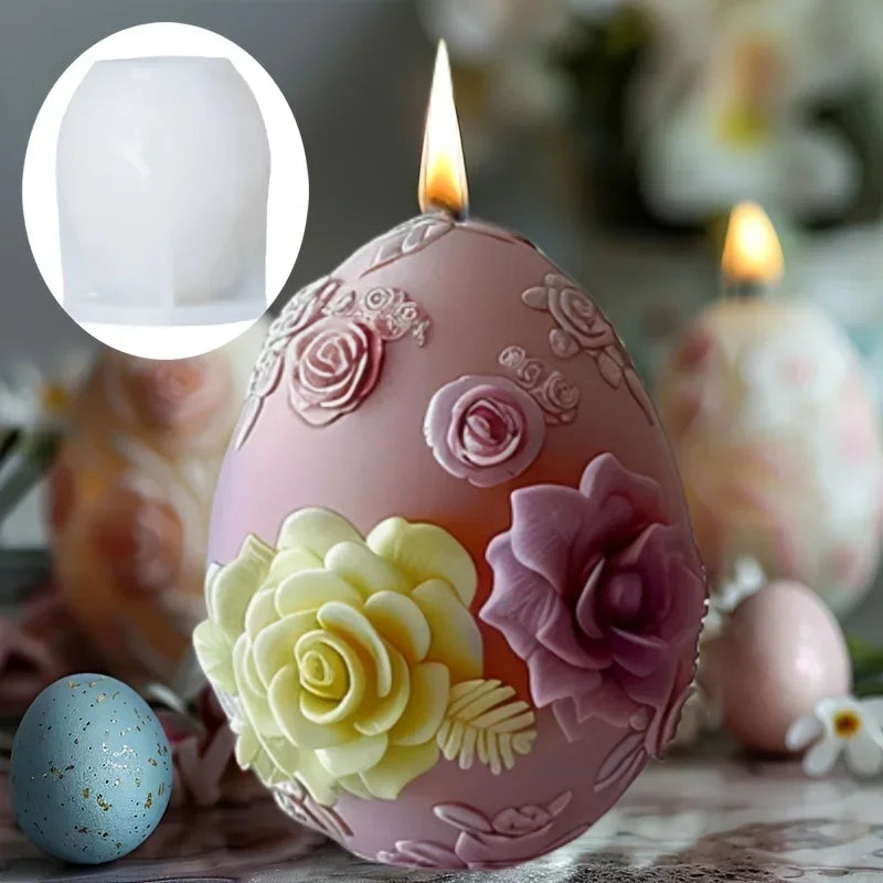 3D Easter Rabbit Relief Egg Silicone Mould Resin Candle Soap Plaster DIY Crafts