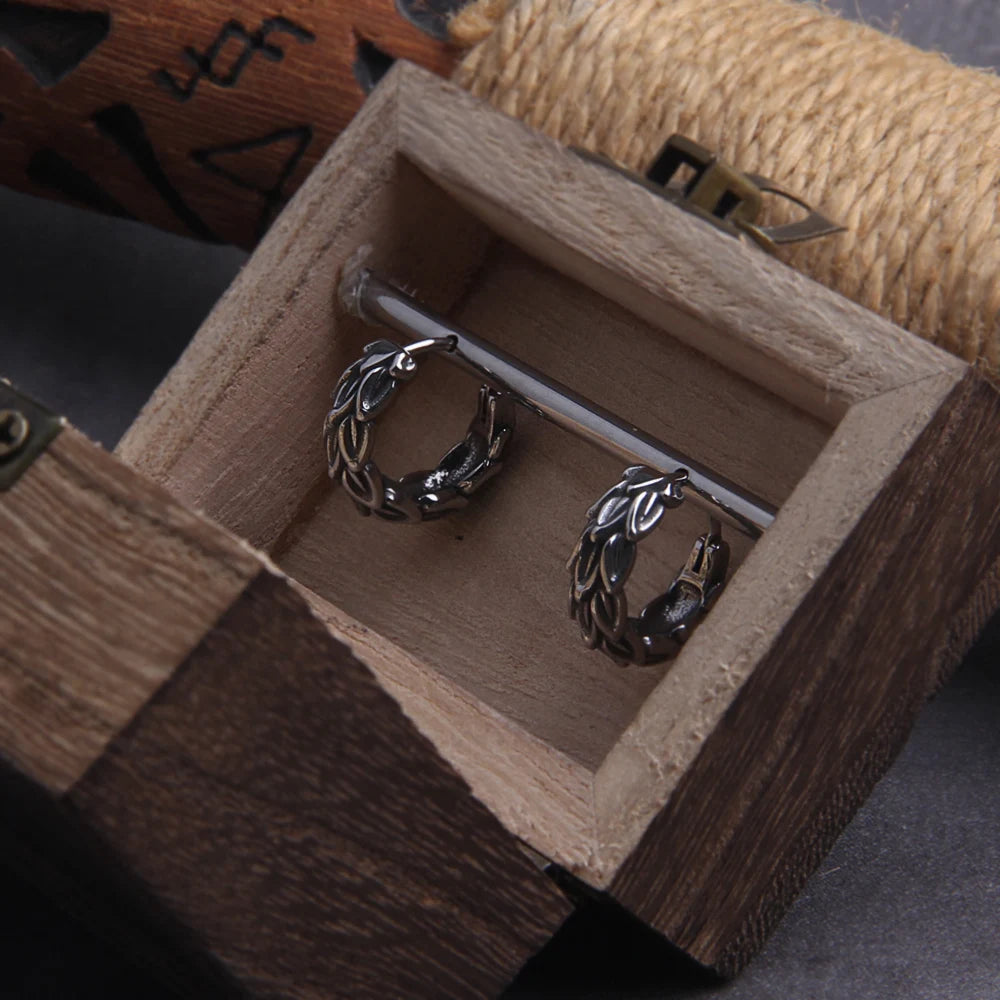 Dragon Scale Hypoallergenic Earrings for Men with Wooden Box
