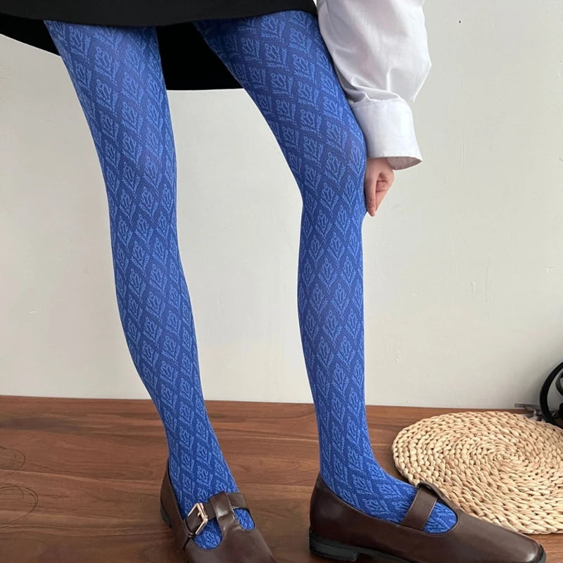 Velvety Jacquard Tights Pantyhose