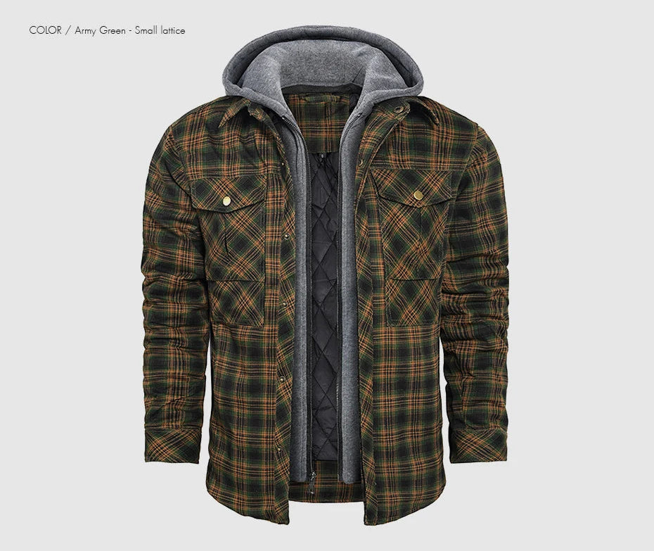 Woodsman Cotton Plaid Hooded Jacket Thick Warm Winter Plaid Shirts