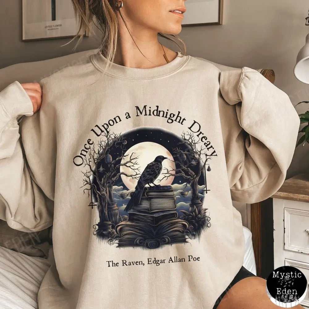 Edgar Allan Poe Sweatshirt Once Upon A Midnight Dreary Literary Poet Sweater Jumper