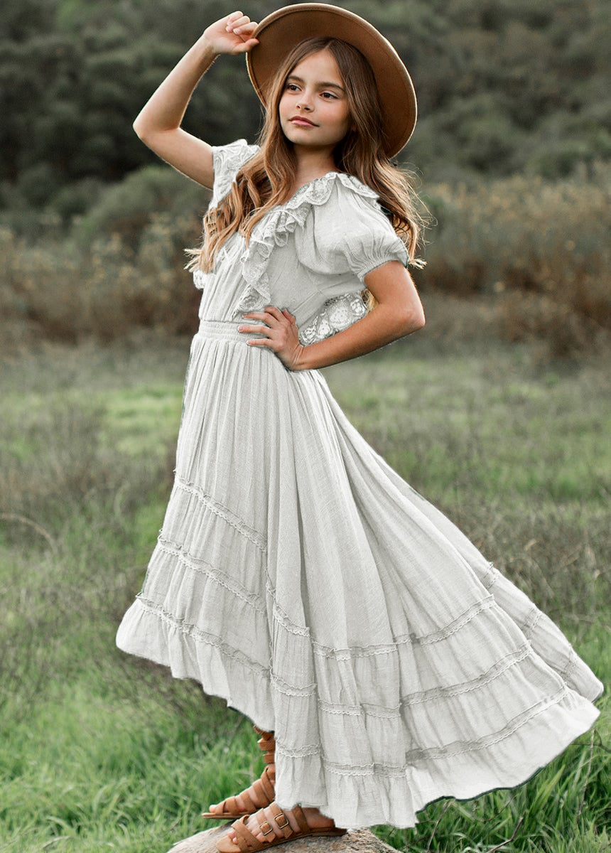 Girls Lace Bohemian Long Photoshoot Dresses