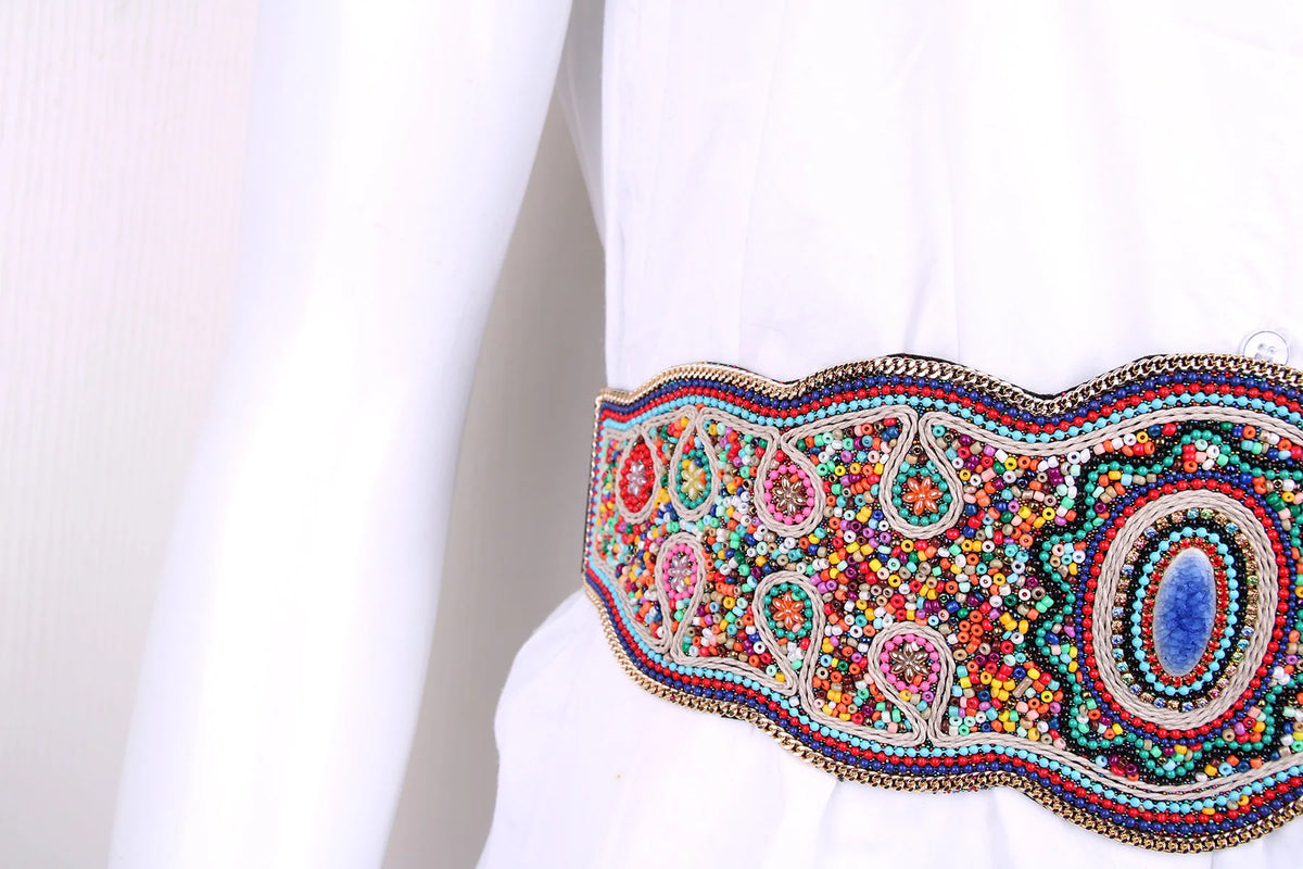 Handmade Bohemian Shell and Beads Wide Belts