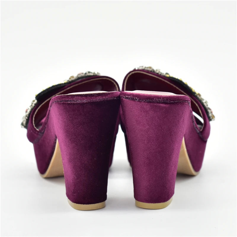 Gabby's Shoes Wedding Party Pumps with Rhinestone Platform Heels