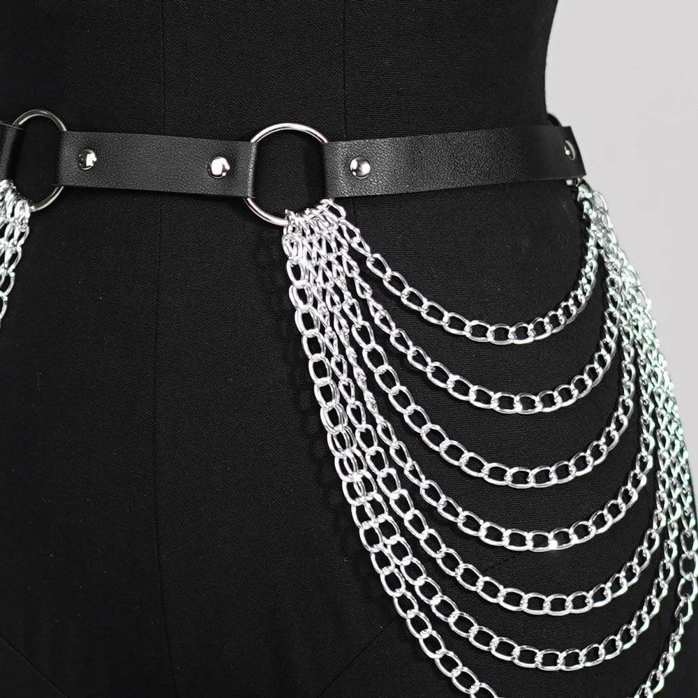 Rib Cage Harness Chest Body Harness Gothic Punk Faux Leather & Chains