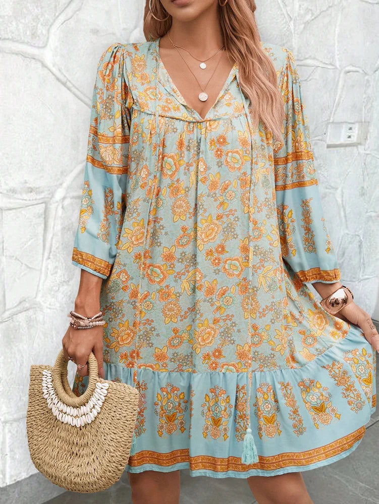Angie's Boho Long Sleeve Short Dress