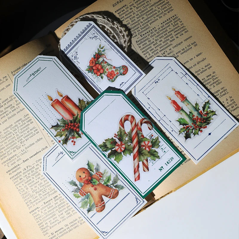 Vintage Christmas RUB ON Transfer Sticker Pack Junk Journal DIY Scrapbooking