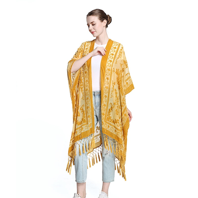 Stevie's Boho Tassel Velvet Kimonos
