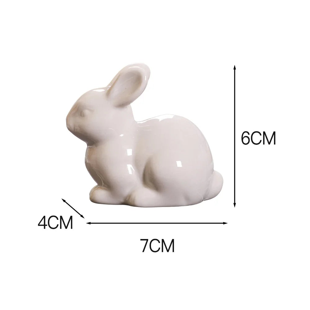 Miniature White Rabbit Easter Bunny Figurine Home Decor