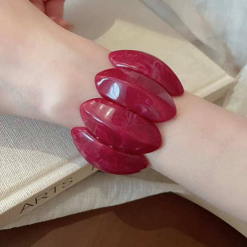 Smudged Oval Acrylic Elastic Bangles Bracelets