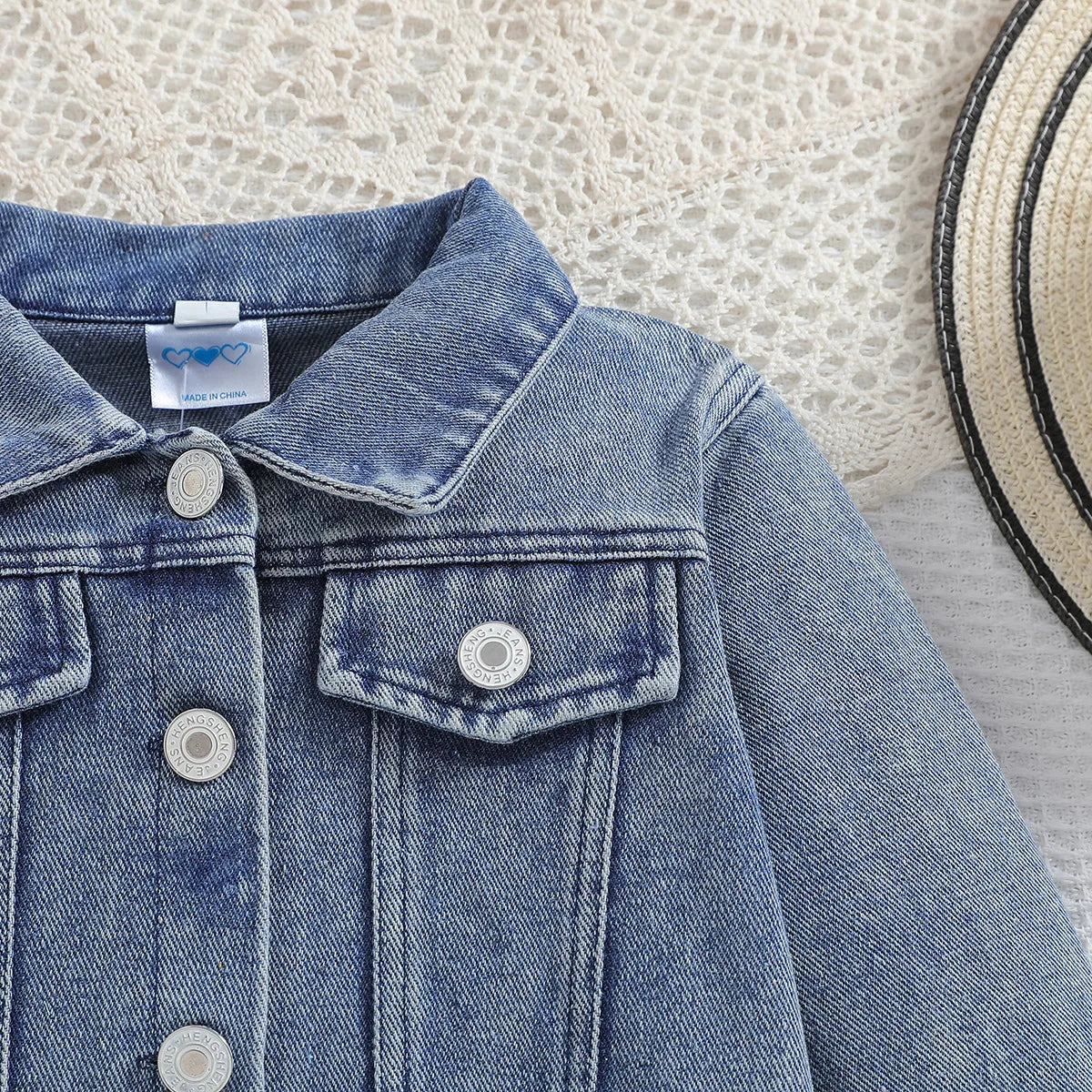 Cousin Crew and Sisters Letter Printed Denim Jackets for Girls