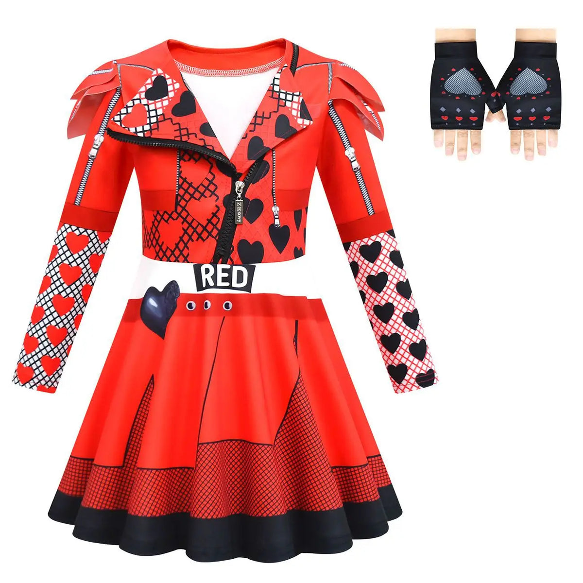 Descendants Red Costumes Girl Halloween Costumes The Rise of Red Cosplay Dress 3-12Y